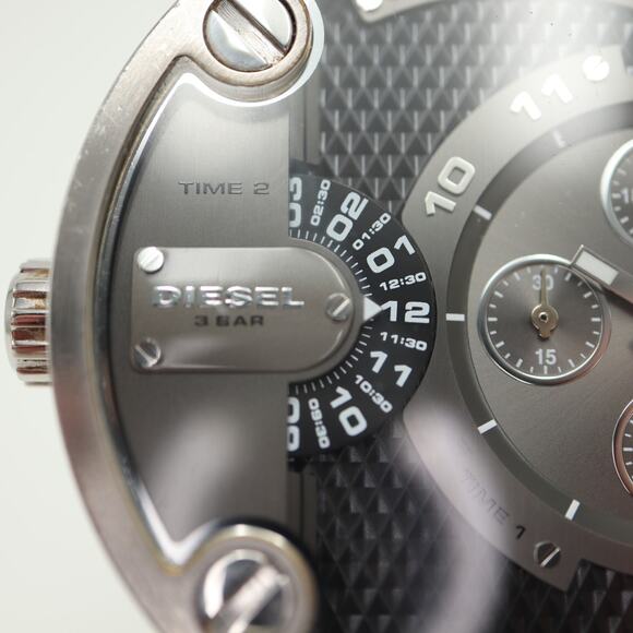 Diesel Little Daddy Mens Chronograph Dual Time 52mm Watch Steel w New Battery - Picture 8 of 16